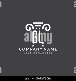 Monogram GL logo for law firm with pillar icon in modern and creative geometric style vector graphic Stock Vector