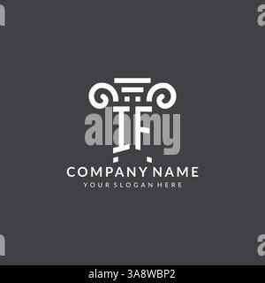 Monogram IF logo for law firm with pillar icon in modern and creative geometric style vector graphic Stock Vector
