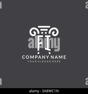 Monogram FI logo for law firm with pillar icon in modern and creative geometric style vector graphic Stock Vector
