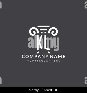 Monogram KL logo for law firm with pillar icon in modern and creative geometric style vector graphic Stock Vector