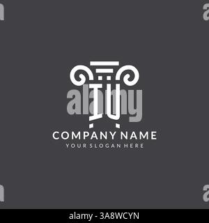 Monogram IU logo for law firm with pillar icon in modern and creative geometric style vector graphic Stock Vector