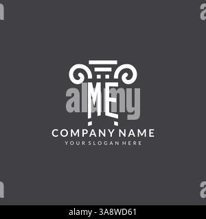Monogram ME logo for law firm with pillar icon in modern and creative geometric style vector graphic Stock Vector