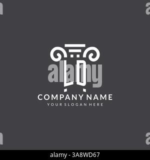 Monogram LD logo for law firm with pillar icon in modern and creative geometric style vector graphic Stock Vector