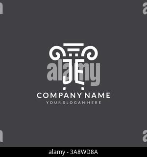 Monogram JE logo for law firm with pillar icon in modern and creative geometric style vector graphic Stock Vector