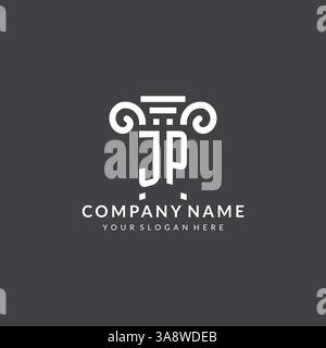 Monogram JP logo for law firm with pillar icon in modern and creative geometric style vector graphic Stock Vector