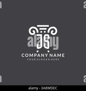 Monogram JS logo for law firm with pillar icon in modern and creative geometric style vector graphic Stock Vector