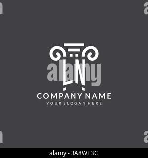 Monogram LN logo for law firm with pillar icon in modern and creative geometric style vector graphic Stock Vector