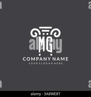 Monogram MG logo for law firm with pillar icon in modern and creative geometric style vector graphic Stock Vector