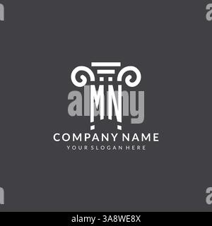 Monogram MN logo for law firm with pillar icon in modern and creative geometric style vector graphic Stock Vector