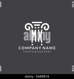 Monogram MX logo for law firm with pillar icon in modern and creative geometric style vector graphic Stock Vector
