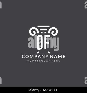 Monogram OF logo for law firm with pillar icon in modern and creative geometric style vector graphic Stock Vector