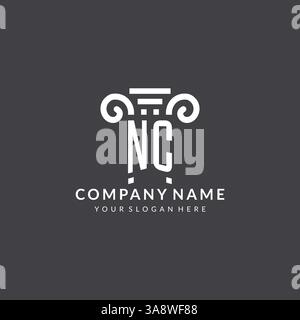 Monogram NC logo for law firm with pillar icon in modern and creative geometric style vector graphic Stock Vector