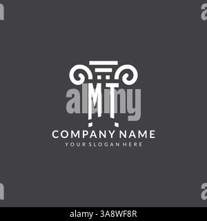 Monogram MT logo for law firm with pillar icon in modern and creative geometric style vector graphic Stock Vector