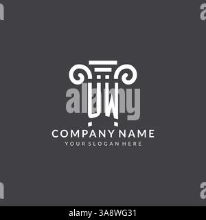 Monogram UW logo for law firm with pillar icon in modern and creative geometric style vector graphic Stock Vector