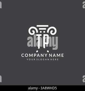 Monogram TP logo for law firm with pillar icon in modern and creative geometric style vector graphic Stock Vector