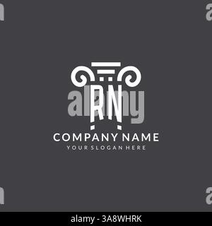Monogram RN logo for law firm with pillar icon in modern and creative geometric style vector graphic Stock Vector