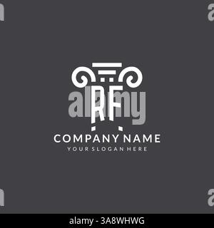Monogram RF logo for law firm with pillar icon in modern and creative geometric style vector graphic Stock Vector