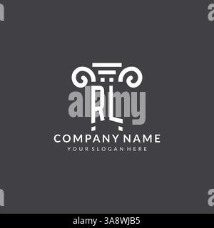 Monogram RL logo for law firm with pillar icon in modern and creative geometric style vector graphic Stock Vector
