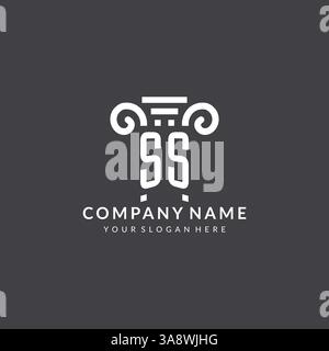 Monogram SS logo for law firm with pillar icon in modern and creative geometric style vector graphic Stock Vector