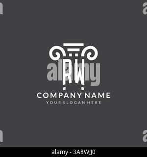 Monogram RW logo for law firm with pillar icon in modern and creative geometric style vector graphic Stock Vector