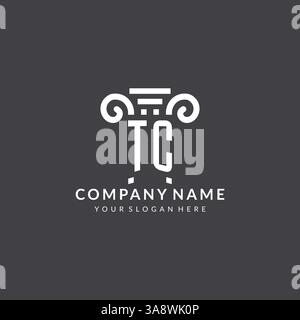 Monogram TC logo for law firm with pillar icon in modern and creative geometric style vector graphic Stock Vector