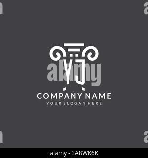 Monogram YJ logo for law firm with pillar icon in modern and creative geometric style vector graphic Stock Vector