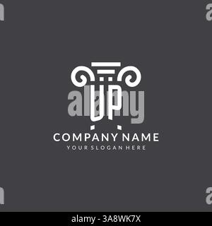 Monogram UP logo for law firm with pillar icon in modern and creative geometric style vector graphic Stock Vector