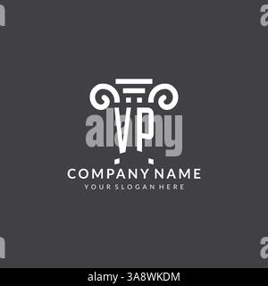 Monogram VP logo for law firm with pillar icon in modern and creative geometric style vector graphic Stock Vector