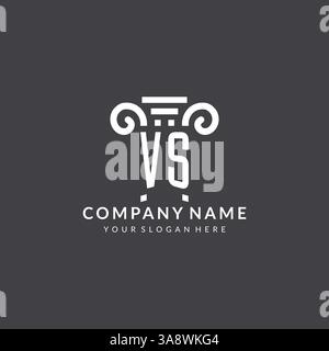 Monogram VS logo for law firm with pillar icon in modern and creative geometric style vector graphic Stock Vector