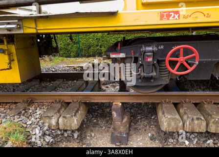 Track construction work on the railway line, track - ballast cleaning, subgrade improvement, Bad Wörishofen, Bavaria, Germany, Europe Stock Photo