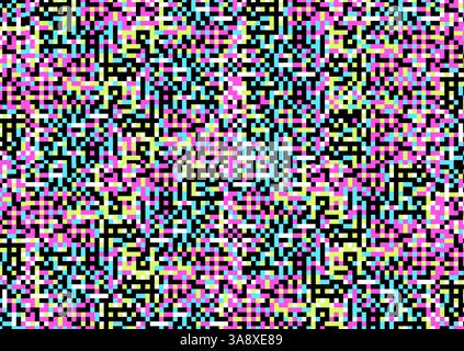 Tv glitch screen. Digital noise data bug vhs video signal error effect, glitched pixel distortion texture background analog technology overlay channel, classy vector illustration original artwork Stock Vector