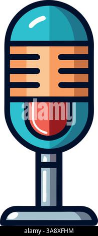 Retro microphone with stand vector illustration. Stock Vector
