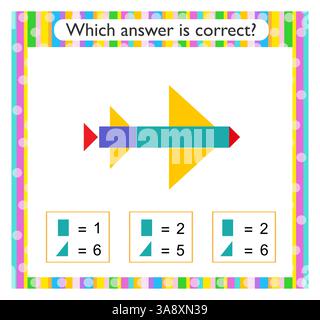 Math activity for kids. Find the correct answer. Cartoon airplane. Vector illustration. Stock Vector