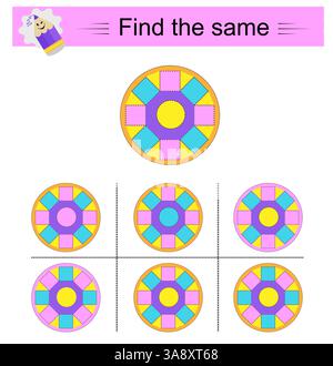 Puzzle game for kids. Task for development of attention and logic. Need to find same group of objects. Vector illustration. Stock Vector