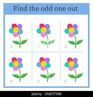 Find the odd one out. Visual logic puzzle for children. Vector illustration. Stock Vector