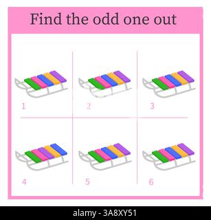 A game for kids. logic puzzle. Attention tasks for children. Printable worksheet. Vector illustration. Stock Vector