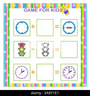 Logic game for children. Preschool worksheet activity. Printable worksheet. Stock Vector