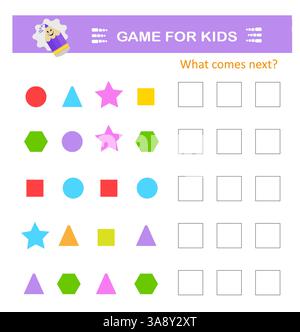 A game for children. What comes next? Attention tasks. IQ training test. Stock Vector