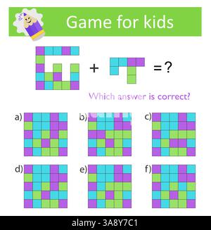IQ training test. Attention tasks for children. Printable worksheet. Stock Vector