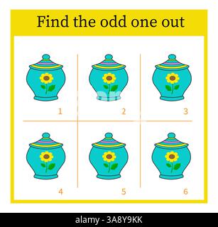 Find the odd one out. Logic puzzle for children. Printable worksheet. Vector illustration. Flat style design. Stock Vector