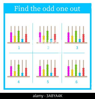 Find the odd one out. Logic puzzle for kids. Printable worksheet. Vector illustration. Stock Vector