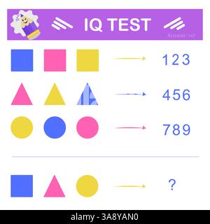 Which number replaces the question mark? Intelligence puzzle, Logic question, IQ Test, Visual intelligence. Stock Vector