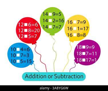 Math activity for kids. Developing numeracy skills. Number range up to 20. Vector illustration. Stock Vector