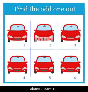Game tasks for attention. Worksheet with puzzle game for kids.Cars. Vector illustration Stock Vector