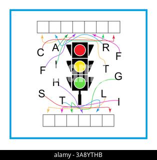 Puzzle game for kids. Read the word. Vector illustration for children education. Stock Vector