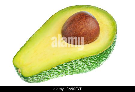 Halved avocado fruit with seed isolated on white Stock Photo