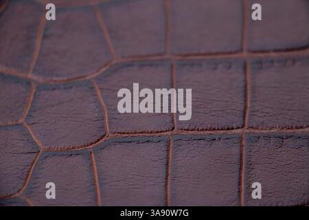 Red grained crocodile skin close up as background, leather cover Stock Photo