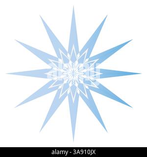 Abstract blue geometric star design with symmetrical points Stock Vector