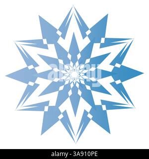 Blue geometric starburst pattern: symmetrical design with sharp angles Stock Vector
