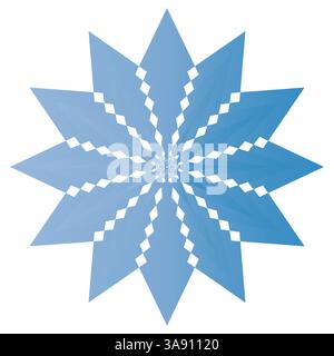 Geometric blue star pattern with gradient effect on white background Stock Vector